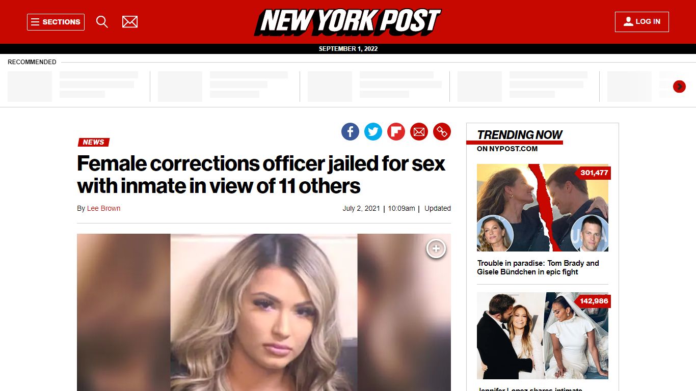 Female officer jailed for sex with inmate in view of 11 others